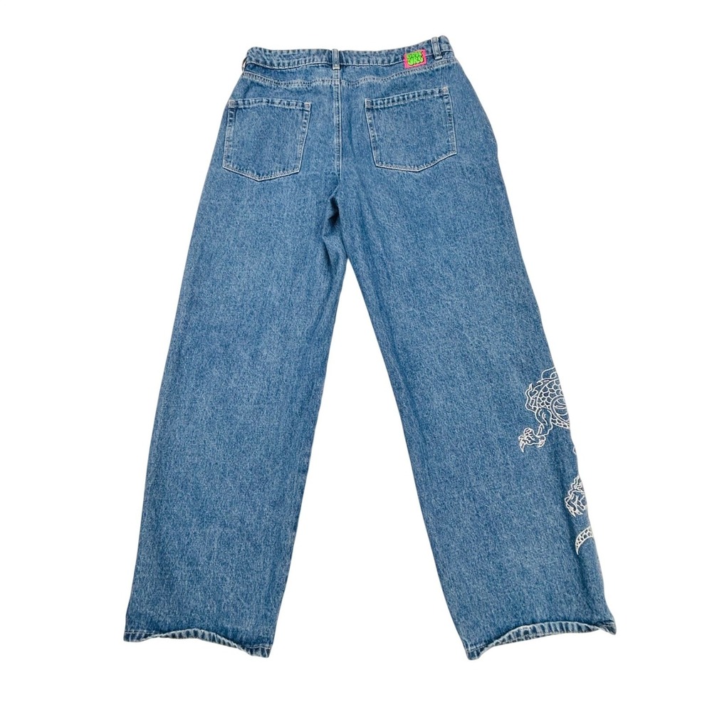 Vintage Y2k Empyre Tori Dragon Koi Jeans 14 Baggy Wide Leg Skate Streetwear 90s - Picture 3 of 14